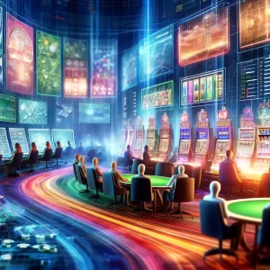 An illustrative image showing a vibrant and dynamic digital betting and iGaming environment, representing the innovative future the company aims to achieve under Noble's leadership.