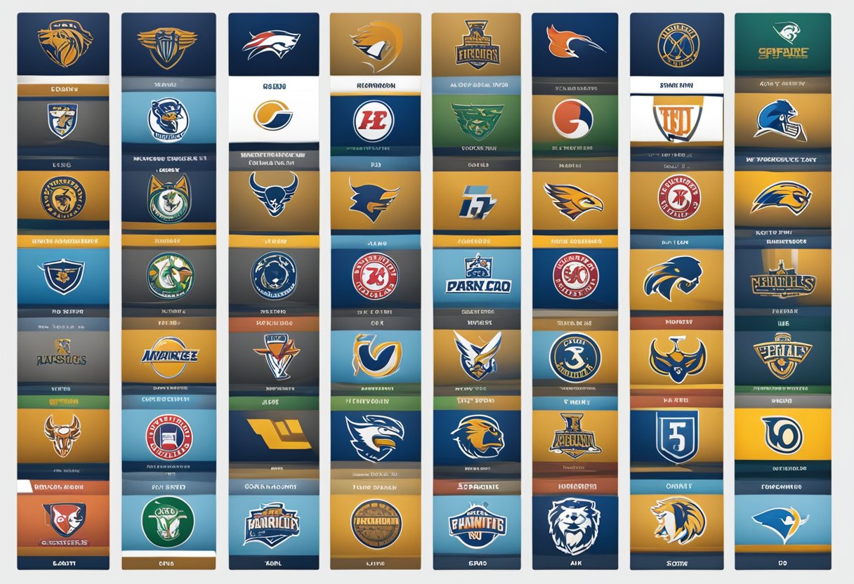A group of sports team logos arranged in a grid with betting odds displayed next to each one, representing different parlay bet options