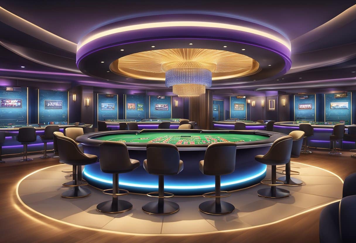 A sleek, modern casino studio with state-of-the-art equipment and technology for live dealer games